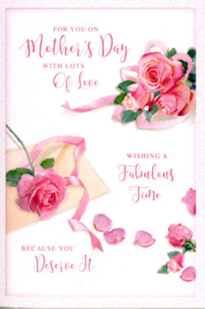 A beautifully detailed Mother's Day card is shown in close view, its entire design built around the lush romance of pink roses and the easy elegance of scattered petals. The background is a clean, soft white, providing a calm canvas that allows each bloom to stand out, much as a florist's workbench in Bexley might highlight the colours of fresh flowers laid out for arranging. In one corner of the card, a trio of roses forms a gentle focal point, their petals layered in tight spirals at the centre and then loosening into rounded, slightly curled edges that evoke the feel of real, velvety texture. The pinks range from very pale, almost white at the tips, to richer rose tones in the deeper folds, creating a natural gradient that suggests soft light playing across their surface. Around the main cluster, individual petals and tiny fragments have been placed in a seemingly spontaneous scatter, like the delicate remains of trimming and shaping a bouquet along Bexley's quiet residential streets. A pastel ribbon loops lightly around the roses, its curves echoing the organic shapes of the blooms and giving the layout a sense of movement and celebration. Flowing, hand-lettered words carry a tender Mother's Day message, written in warm, looping script that feels both personal and luxurious, reminiscent of a carefully penned note slipped into a bouquet from Bexley Flowers. The gentle lighting over the entire card softens every edge, painting the design with a warm, affectionate glow that reflects the enduring, comforting presence of a mother's love and the restful joy of being appreciated.