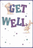 Brimming with playful energy and optimism, this get well card brightens the mood the way a fresh bouquet from Bexley Flowers lights up a room in Old Bexley. Two irresistibly charming characters-a teddy bear and a lively puppy-spring from the page as if ready to deliver hugs, each holding and balancing one side of the bold, colourful 'Get Well' message. The expressive typeface beams in radiant indigo and teal tones, vividly set against a soft cream background that feels both clean and inviting. Whimsical blue and purple stars scatter across the design, adding a touch of magic and the gentle promise of brighter days ahead. Every stroke of illustrated fur is so tactile that you can almost feel the comforting softness-like the embrace of a well-loved plush toy or the gentle touch of petals in a bespoke bouquet. This card is more than a message; it's an emotional salve crafted with care, perfect for bringing genuine comfort to friends or family in recovery across Bexley, whether delivered alongside a bouquet or as a standalone gesture of heartfelt kindness.